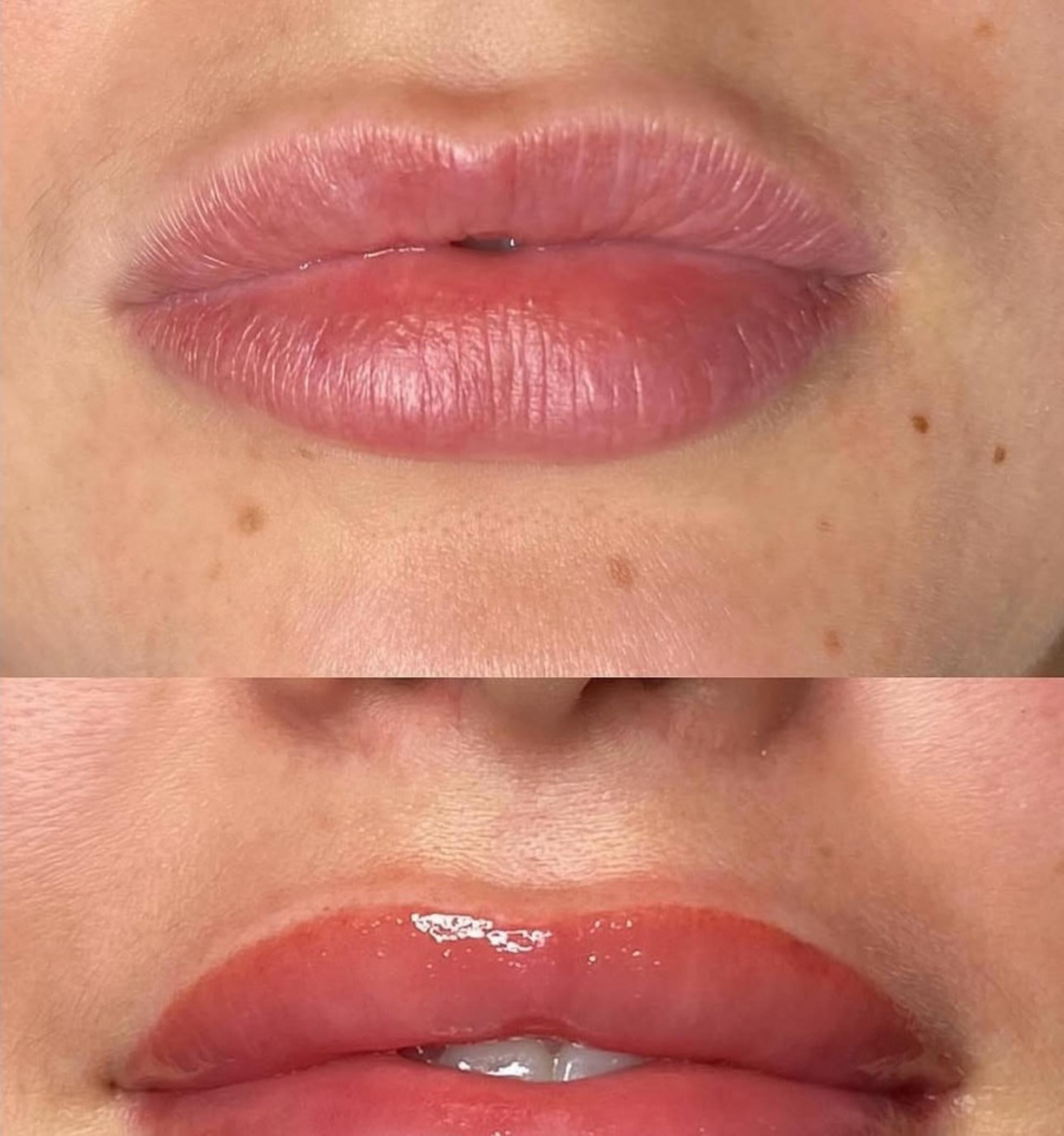 healing stages lip blush tattoo