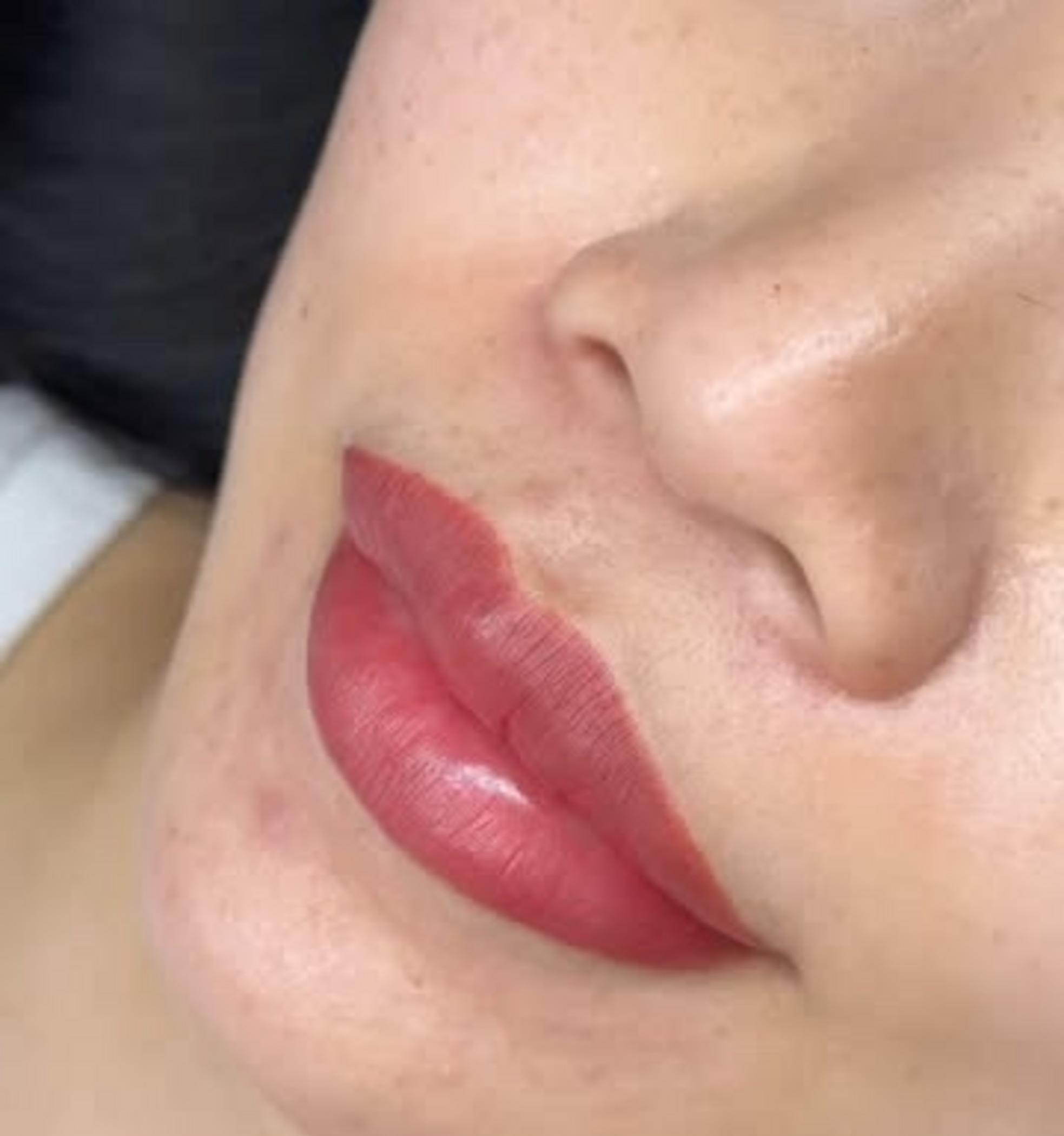 healing stages lip blush tattoo
