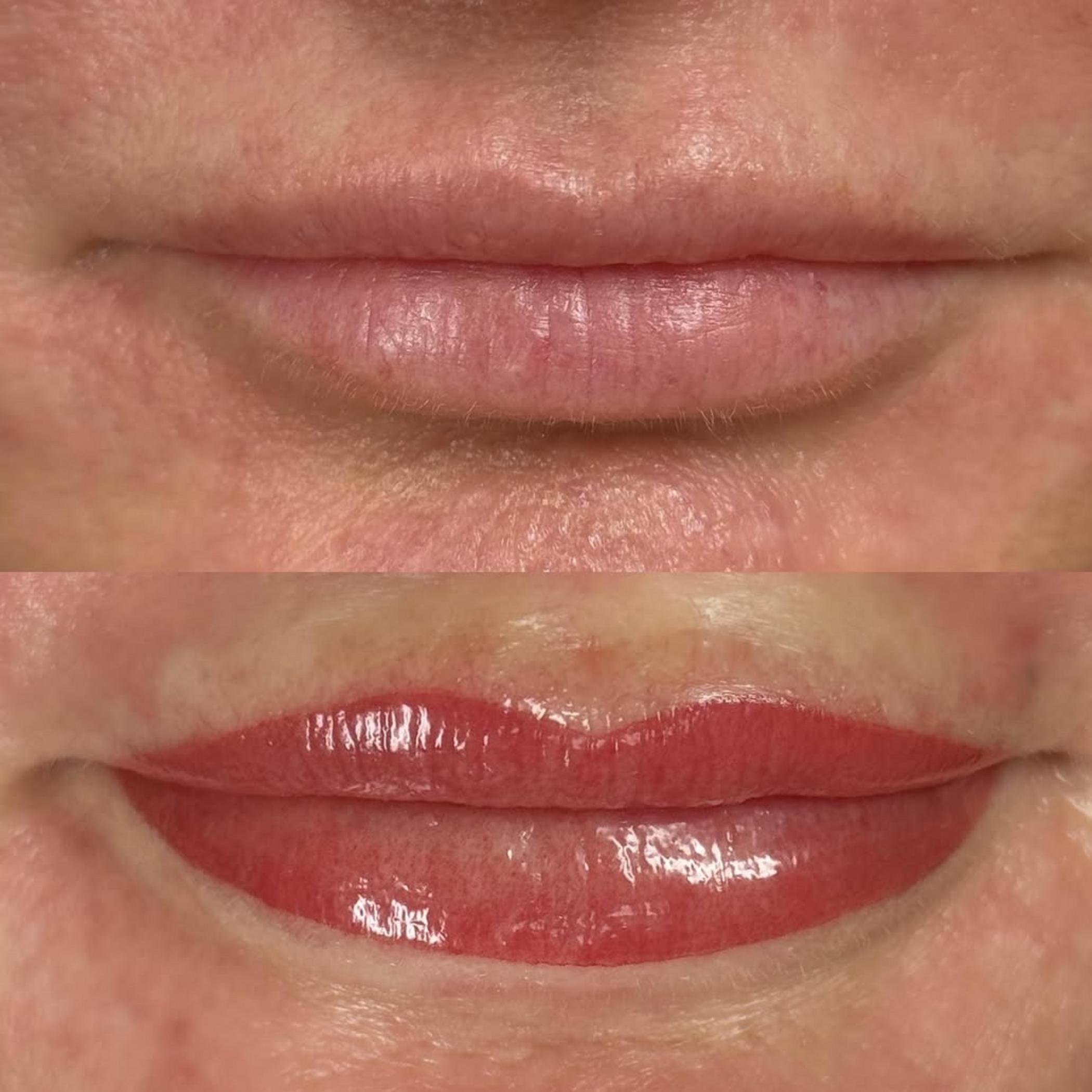 natural lip tattoo results no makeup look